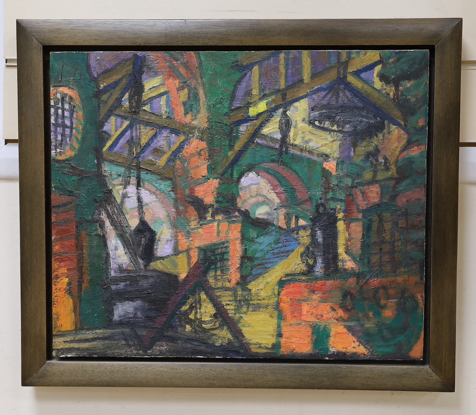 David Hepher (b.1935), oil on canvas, Study for Piranesi, Plate XII, Flowers East label verso, 37 x 45cm